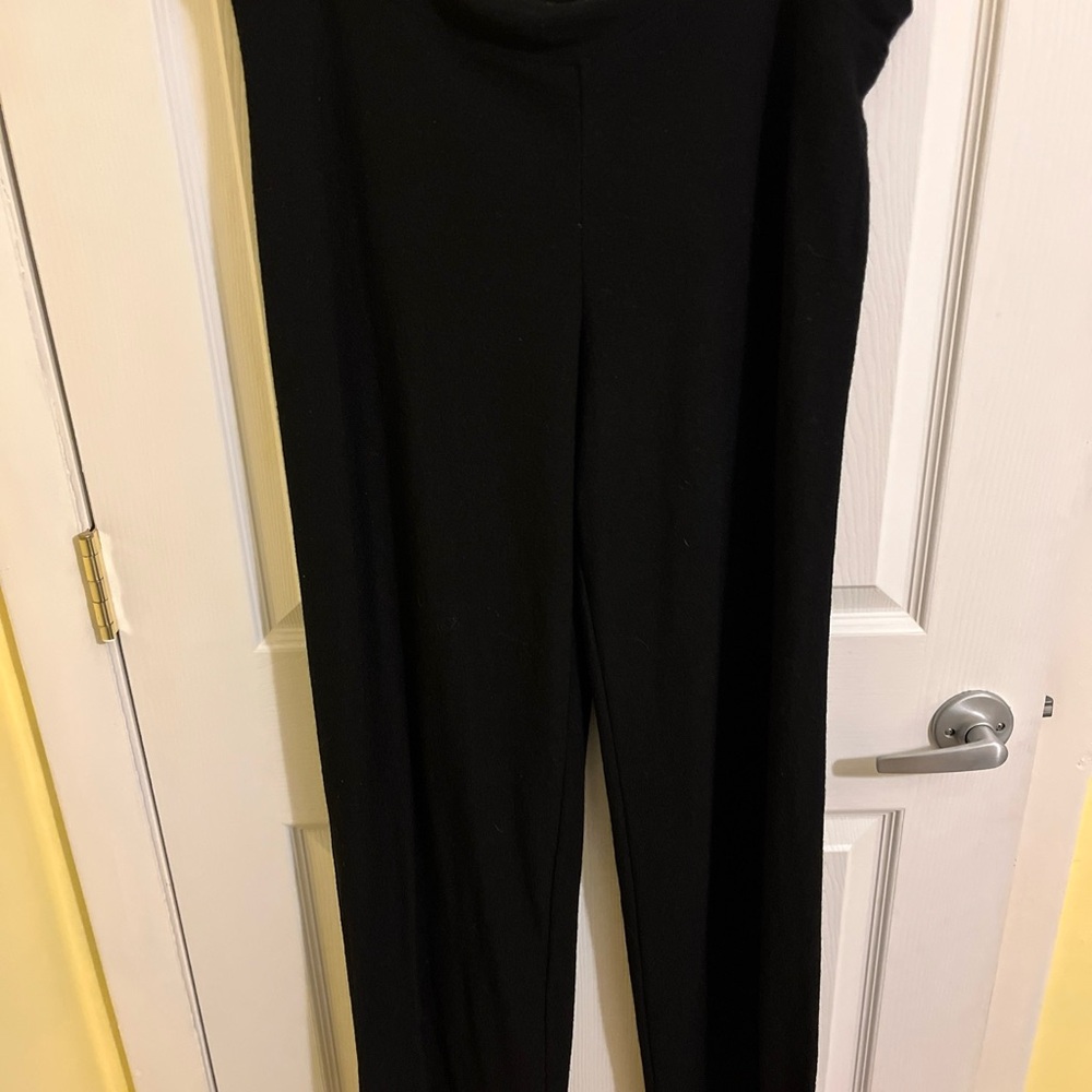 Eileen Fisher Classic Black pants size L 100 % wool stretchy waist